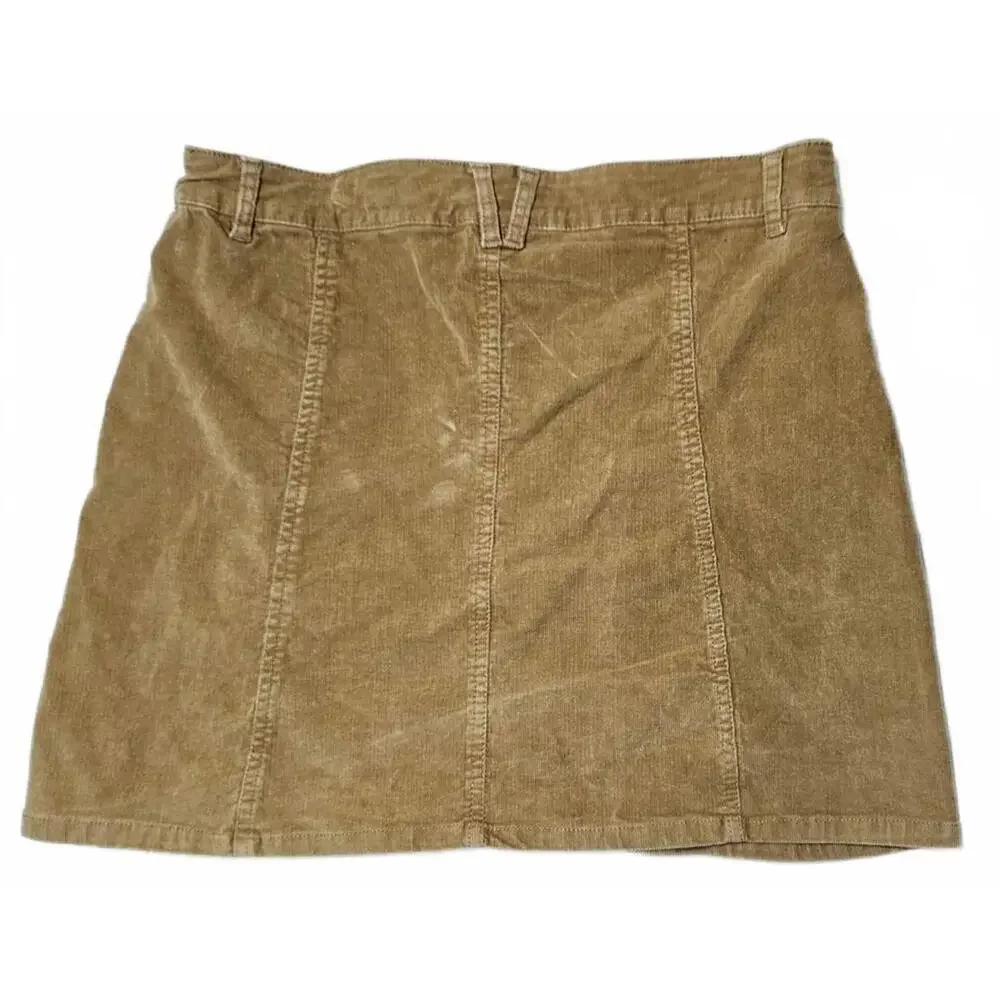 Altar'd State Women's Caramel Corduroy A-Line Skirt with Button Front Size Large